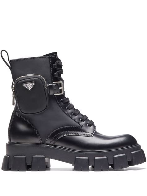 prada high ankle boots|Prada combat boots with pouch.